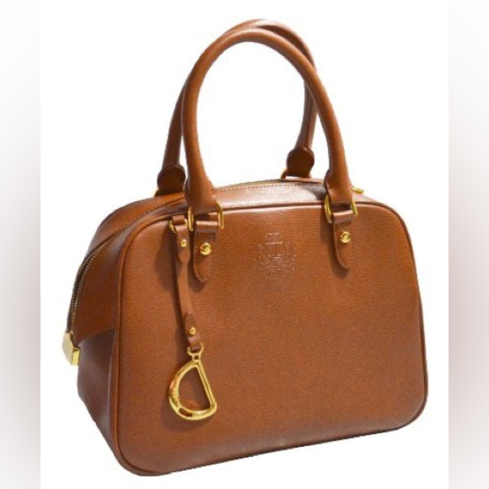 LAUREN RALPH LAUREN Sloan Street Dome Satchel - Cognac Tan/Brown